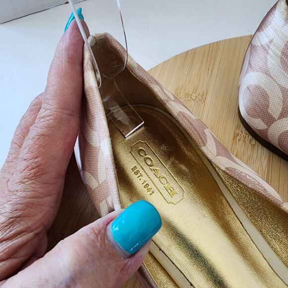 Coach Sonnet Ballet Flats Satin/Polyester Uppers Gold Hardware Rare Vintage Sz10 - Picture 9 of 16